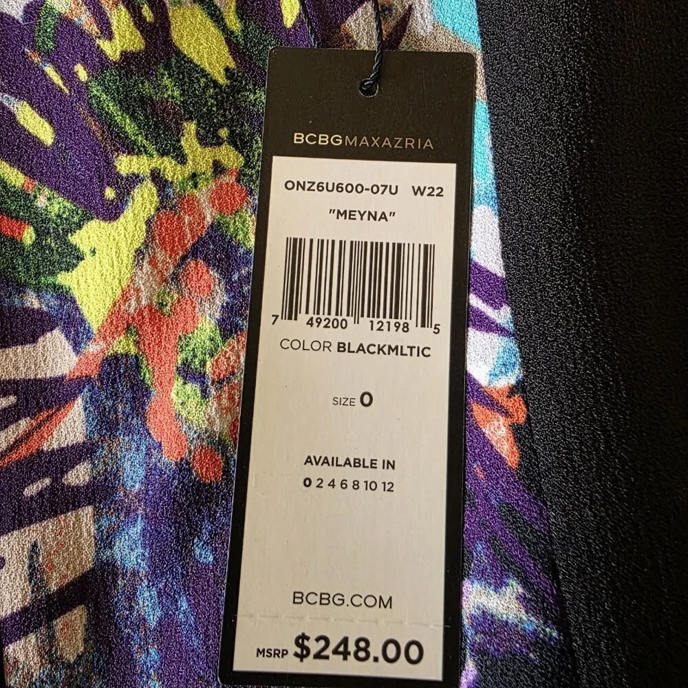 BCBGMAXAZRIA Meyna Yellow Black Floral Sheath Mini Dress NWT Size 0 - Picture 7 of 16